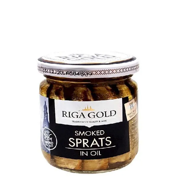 Šprotes olīveļļā Riga Gold, stiklā 100g