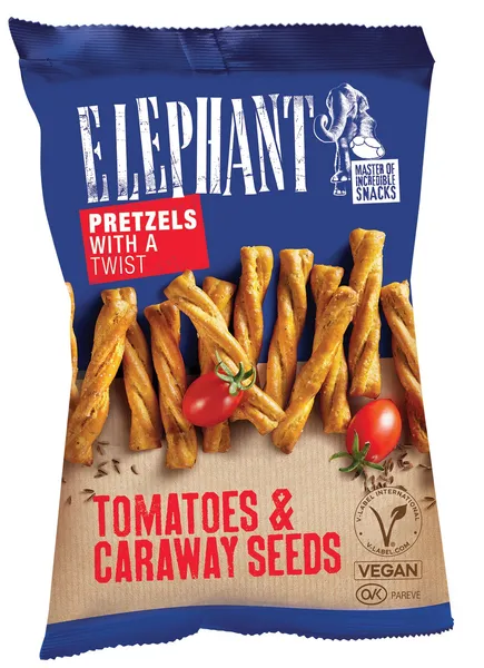 Standziņas sāļās Twisted Tomato  and  Carraw. 70g, Elephant