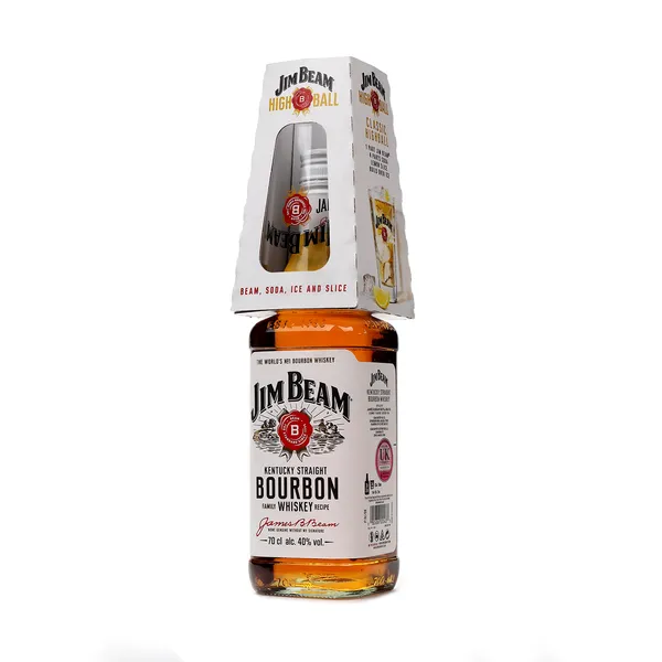 Viskijs Jim Beam White 40% 0.7l + glāze.