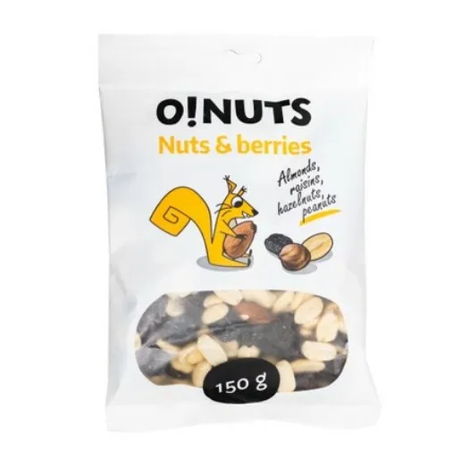 Žāvētu riekstu un ogu maisījums 150g, O!NUTS