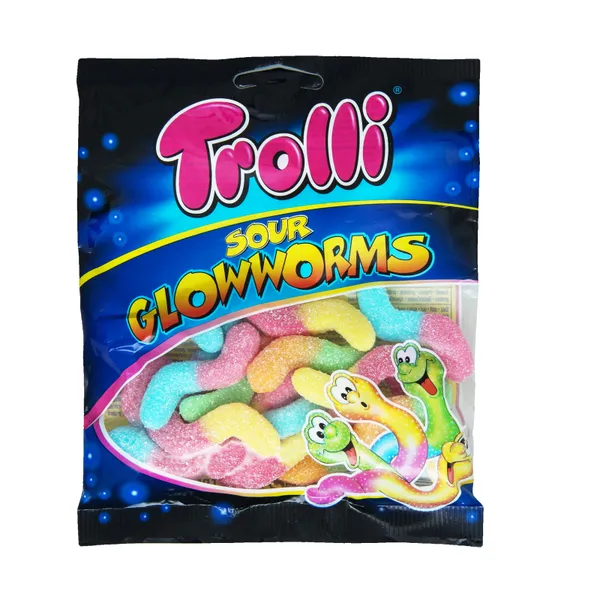 Želejkonfektes Glowworms Trolli 100g