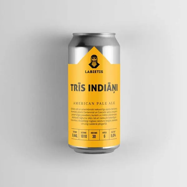 Alus LABIETIS Trīs indiāņi, 5%, bundžā, 0.44l (DEP)