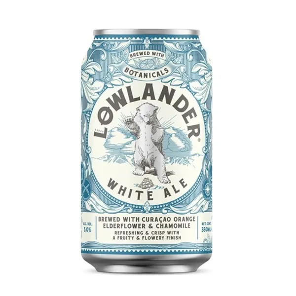 Alus LOWLANDER White Ale, 5%, bundžā, 0.33l (DEP)