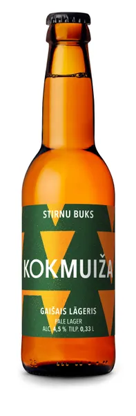 Alus VALMIERMUIŽAS Kokmuižas Gaišais lāgeris Stirnu Buks, 4.6%, stiklā, 0.33l (DEP)