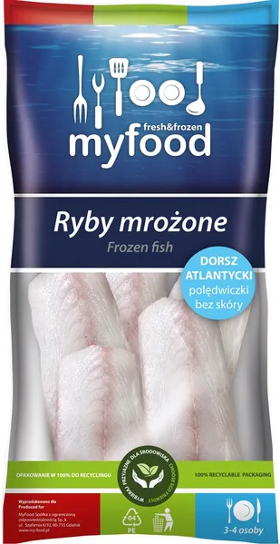 Atlantijas mencas fileja (loins) MYFOOD, saldēti, 140-180g, 10% glazūra, 450g/500g