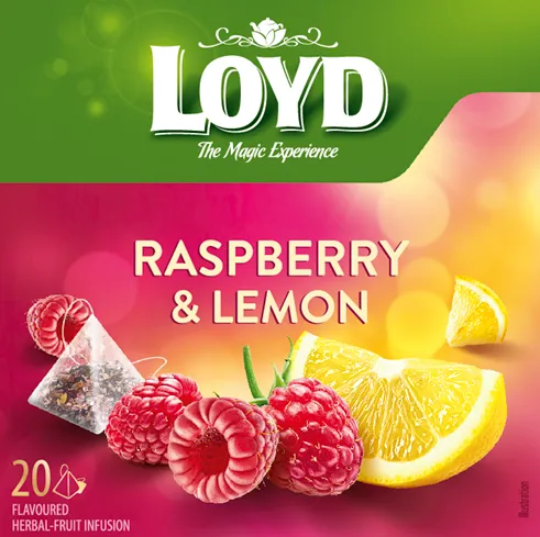 Augļu tēja LOYD Pyramids ar aveņu un citronu garšu, 20x2 g