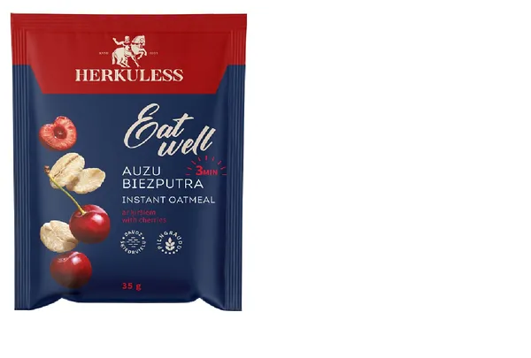 Auzu pārslu biezputra HERKULESS, ā/p, ar ķiršu gabaliņiem, 35g