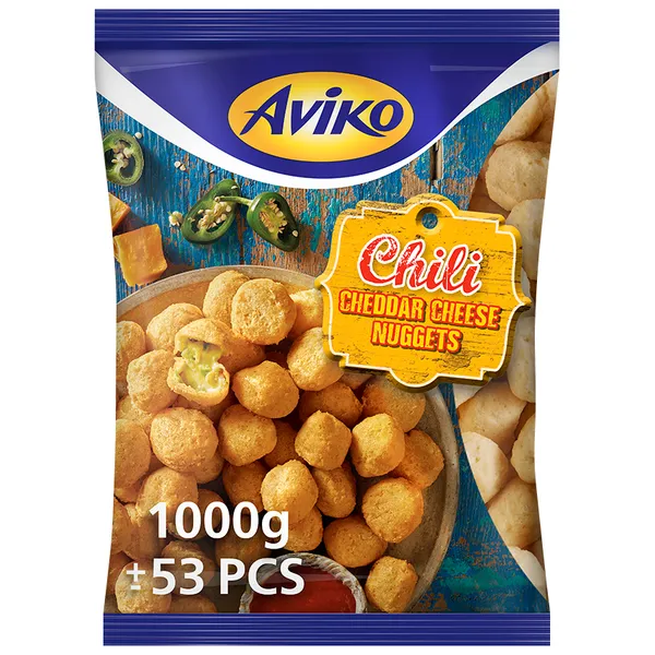 Aviko saldētie Chilli Cheddar siera Nuggets, 1000g
