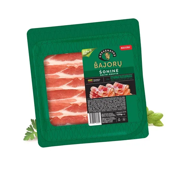 *Bekons BAJORŲ, auksti kūpināts, šķēlēs, 120g
