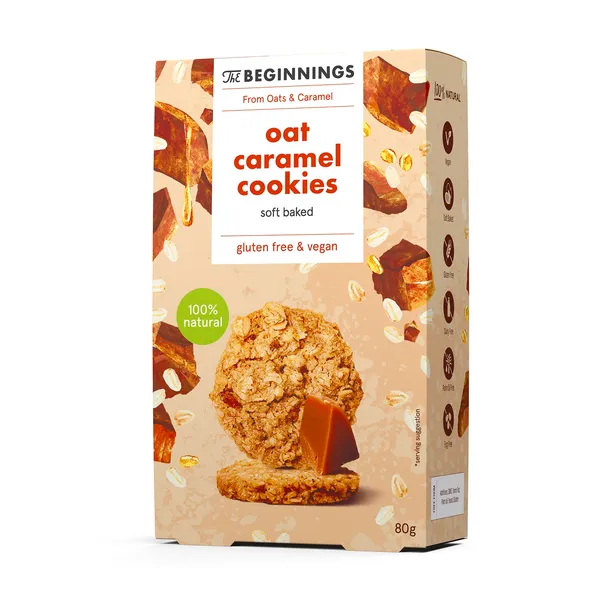Cookies THE BEGINNINGS, Caramel oats, 80g