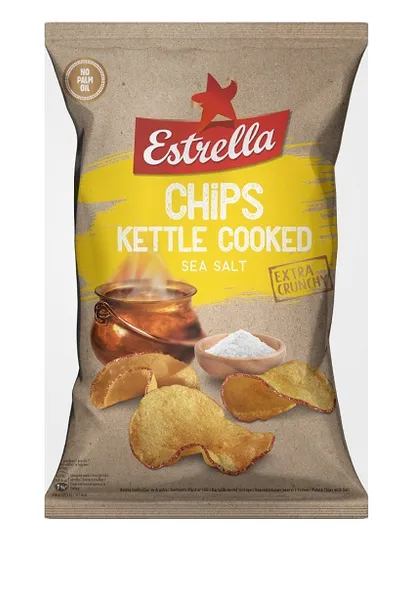 ČIPSI ESTRELLA KETTLE AR JŪRAS SĀLI 120G