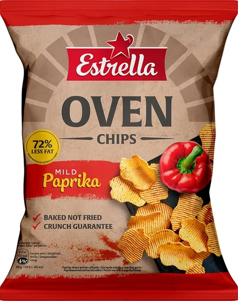 Čipsi Estrella krāsnī cepti ar paprikas garšu 125g