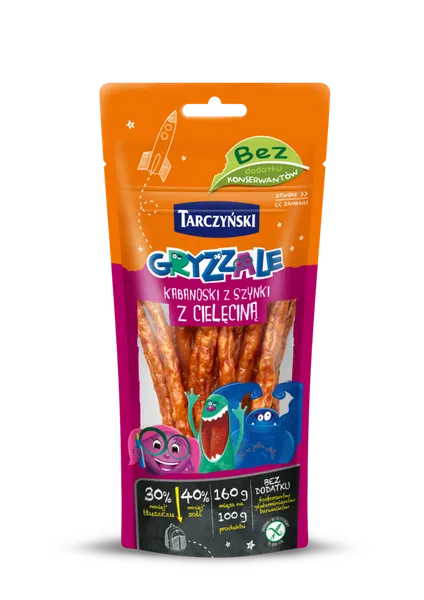 Cūkgaļas šķiņķa un teļa gaļas Kabanos  desiņas ''GRYZZALE'' 90 g
