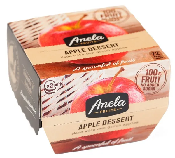 Natural puree ANELA, apple, without added sugar, 2x100g