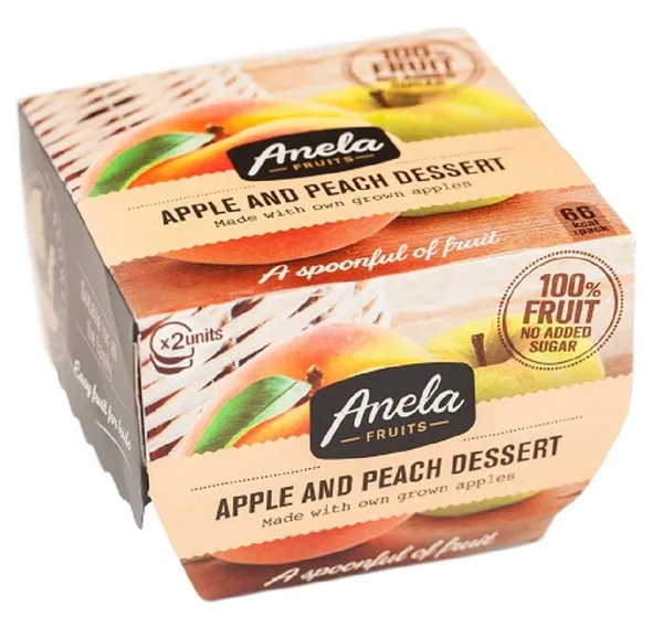 Natural puree ANELA, apple and peach, without added sugar, 2x100g