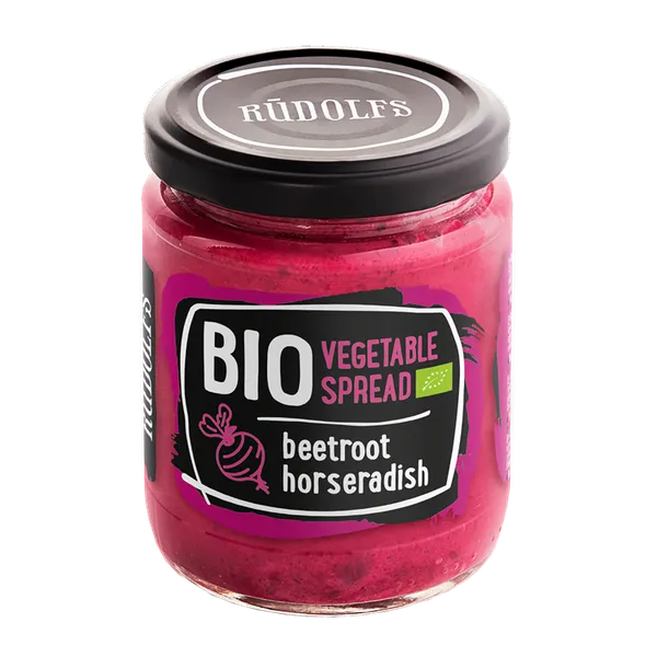 Vegetable cream RŪDOLFS BIO beetroot, horseradish (pink), 235 g