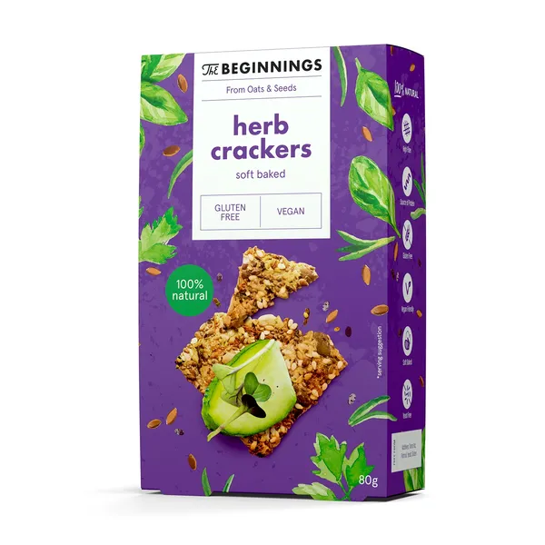 Garšaugu sēklu krekeri The BEGINNINGS, 80g