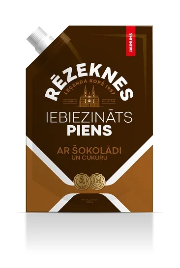 Iebiezināts piens "RĒZEKNES LEĢENDA" ar šokolādi un cukuru, 250g