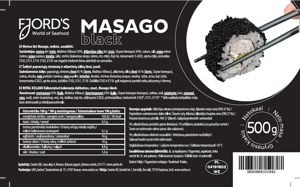 Masago black FJORD'S, 500g, frozen