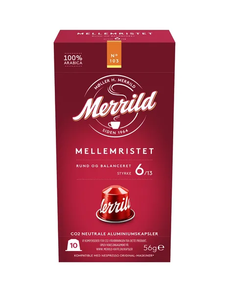 Kafijas kapsulas Merrild NCC Mellemristet no.103, 10 gab, 56g