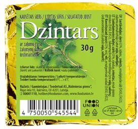 Kausētais sieriņš DZINTARS ar Zaļumiem, 30 g (kastē 40 gab.)