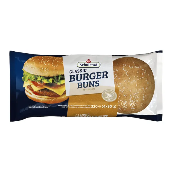 Schulstad Classic Burger Buns 4x80g - 5 inch