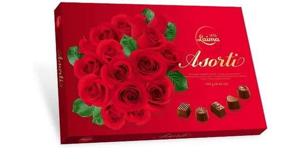 Chocolate sweets LAIMA in box dark Roses, 470g