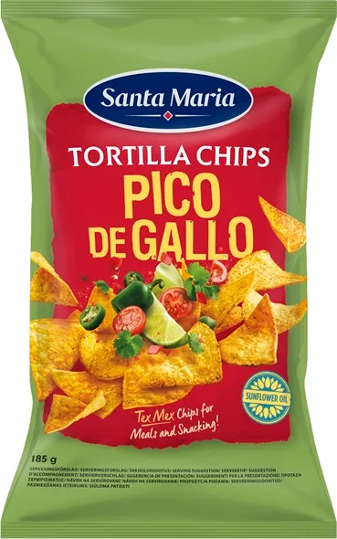 Crispy corn chips with Pico de Gallo flavor 185g, Santa Maria