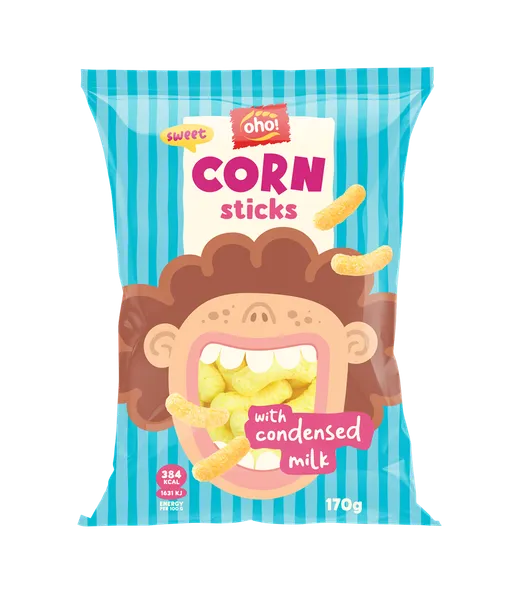 Kukurūzas nūjiņas Oho Ar kondensēto pienu 170g