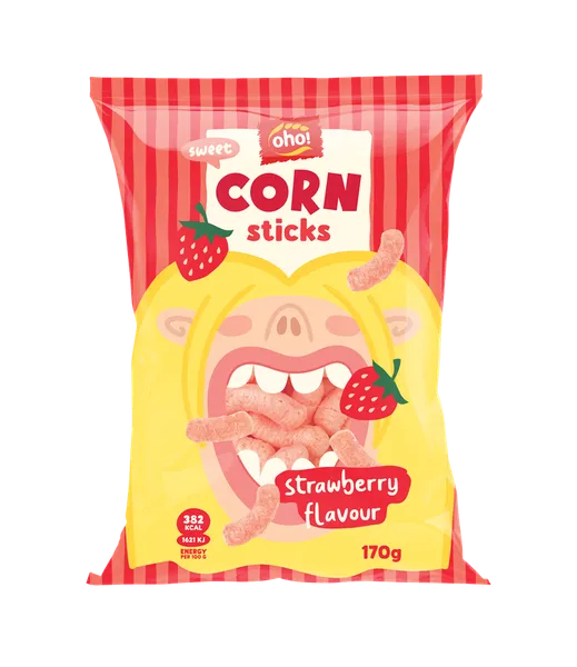 Kukurūzas nūjiņas Oho Ar zemeņu garšu 170g