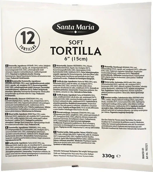 Tortilla 15 cm, 330 g, (12x12) Santa Maria