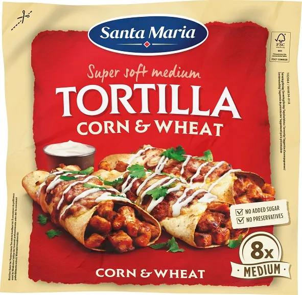 Kviešu un kukurūzas tortiljas, vidējās 336g, Santa Maria