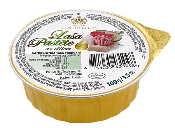 Laša pastēte QUEEN HARBOUR, ar dillēm, 100g