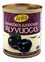 Melnās olīvas bez kauliņiem ANIRA, 820g/380g
