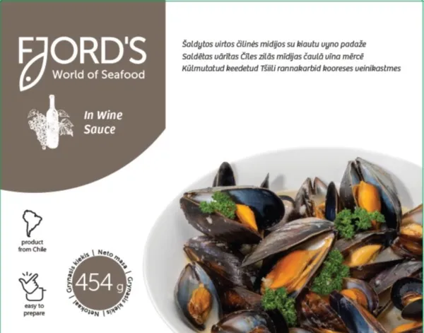 Mussels Chile FJORD'S, frozen, boiled, in the shell, in white wine sau