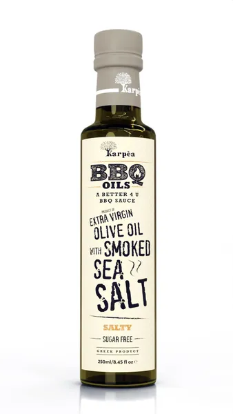 Neapstrādāta augstākā labuma olīveļļa  KARPEA BBQ ar kūpinātu jūras sāli, 250ml