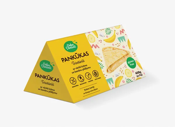 Pancakes "Triangles" CAKE BREAK, with boiled cream and banana filling,