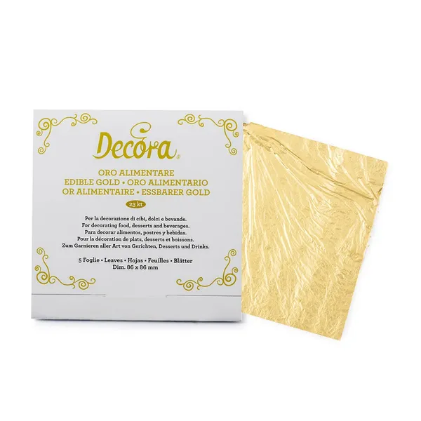 Pārtikas zelta lapas 5gab, DECORA, 86x86 mm