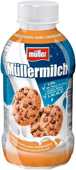 Piena dzēriens MÜLLERMILCH ar karameļu, cepumu un šokolādes garšu 1,5% , 400 gr