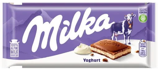 Piena šokolāde MILKA ar jogurta pildījumu, 100g