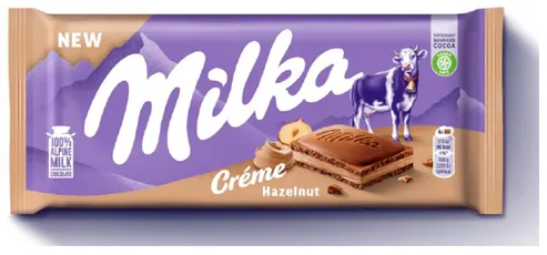 Piena šokolāde MILKA ar lazdu riekstu pildījumu, 85g