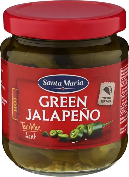 Pipari zaļie Halapenjo šķēlītēs 215g, Santa Maria