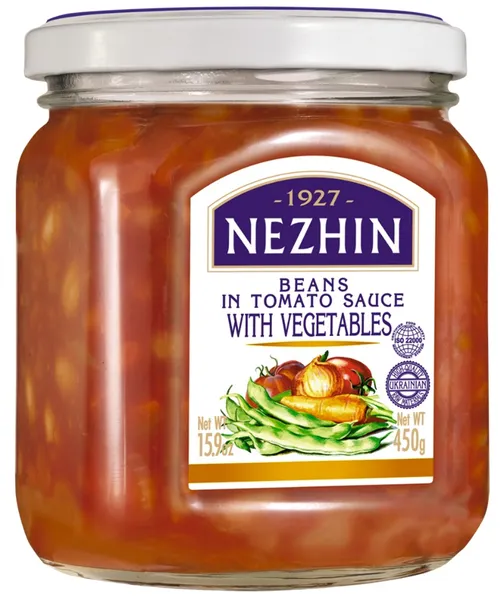 Beans in tomato sauce with vegetables NIZHYN , 450g