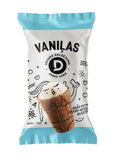 Saldējums vaniļas Kakao glāzītē DRUVA 120ml/70g
