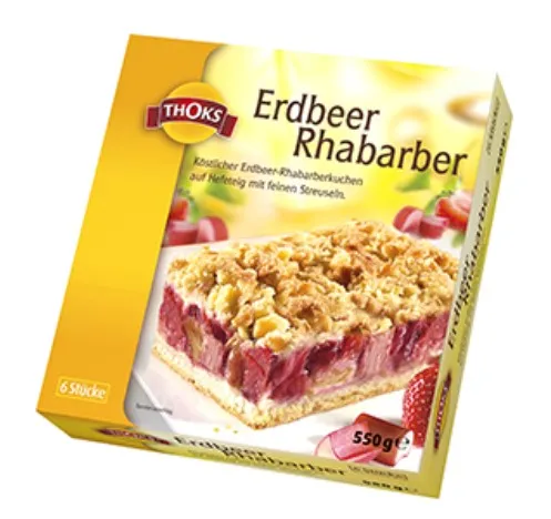 Frozen rhubarb-strawberry cake THOKS, sliced, 6x92g