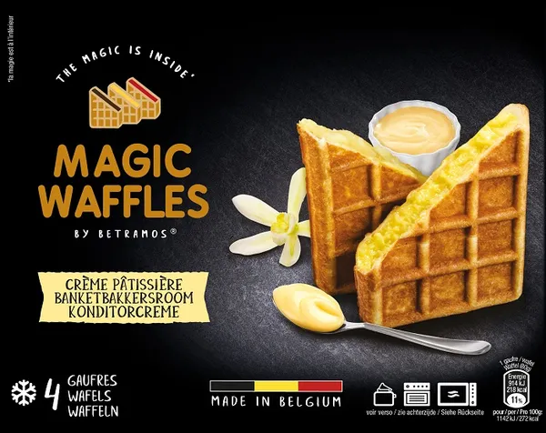 Frozen Belgian waffles MAGIC WAFFLES with custard filling, 4 x 80g