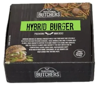 Saldētas hibrīda liellopa burgera kotletes uz zirņu bāzes TRADITIONAL BUTCHERS Hybrid, 2 gab x 125g