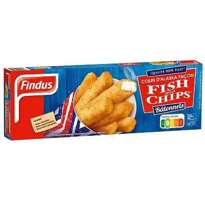 Saldētas Mintaja fil. nūjiņas panētas  Fish&Chips Findus, 364 g