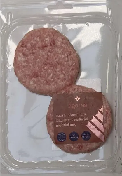 Frozen dry-aged pork burger patties AGARAS, 2 pcs x 125g