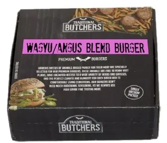 Frozen Wagyu Angus beef burger patties TRADITIONAL BUTCHERS, 2 pcs x 1